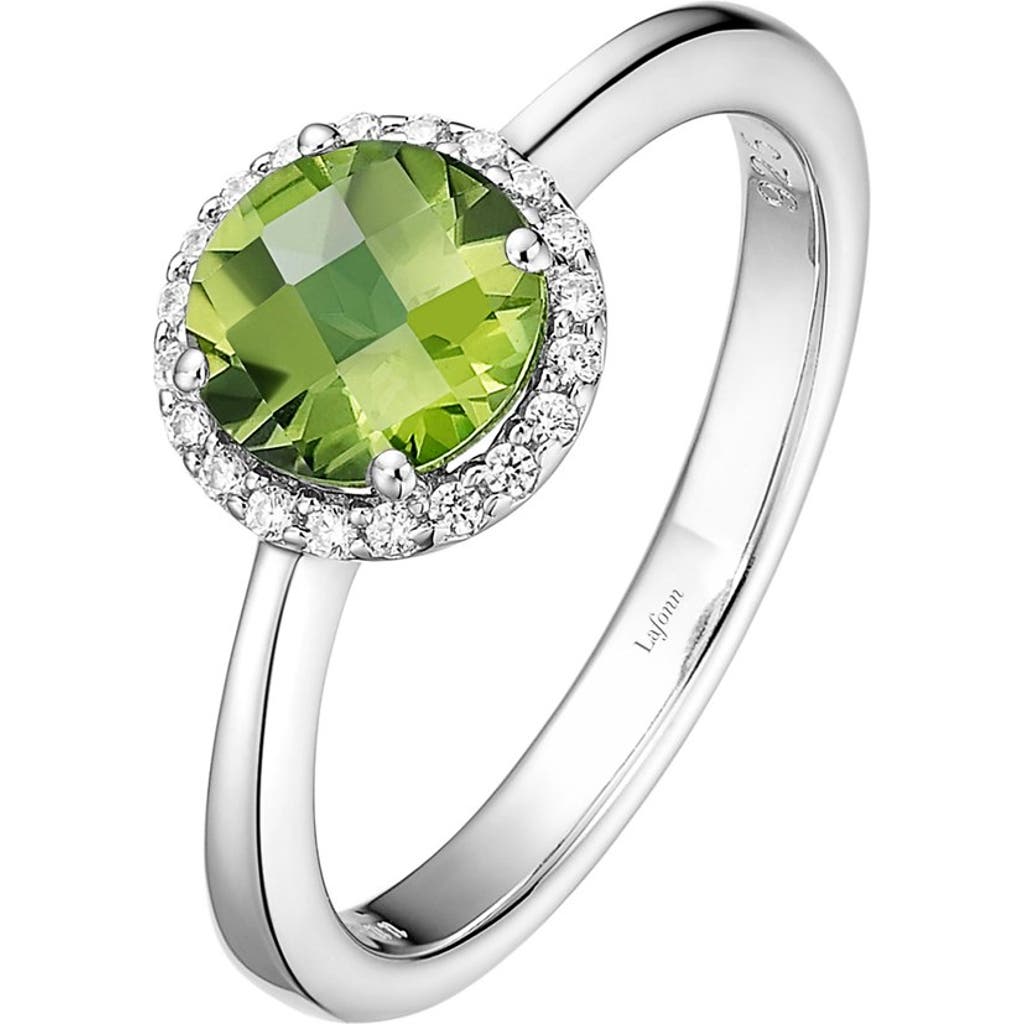 Lafonn Birthstone Halo Ring in August Peridot /Silver  product