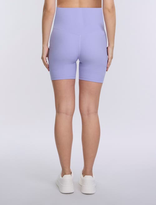 Motherhood Maternity Over The Belly 6 1/2" Maternity Biker Short In Sweet Lavender