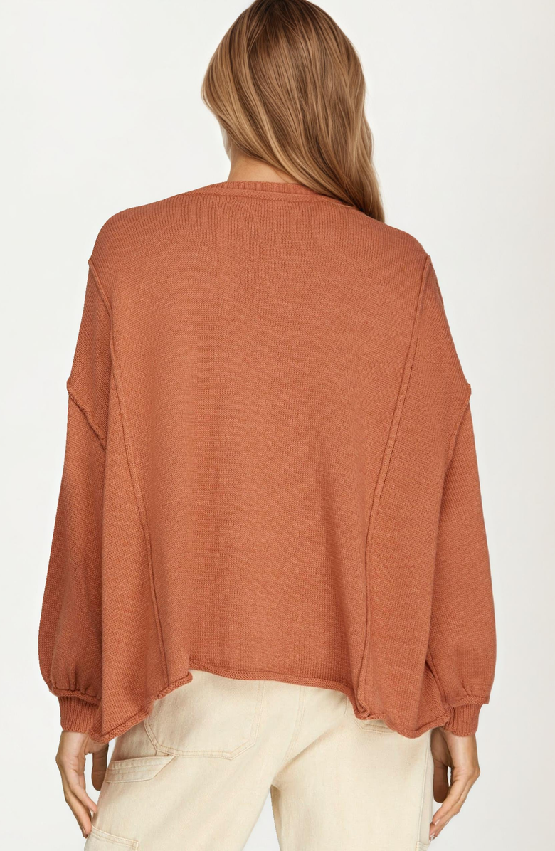 Knit and Lounge Oversized Balloon Sleeve Knit Pullover Sweater, Alternate, color, 