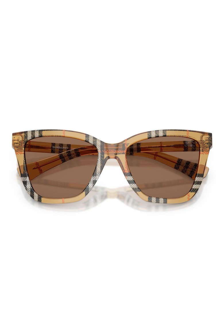 54mm Square Sunglasses, Alternate, color, CHECK SAND / DARK BROWN