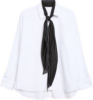Sacai Poplin Button-Up Shirt with Satin Tie