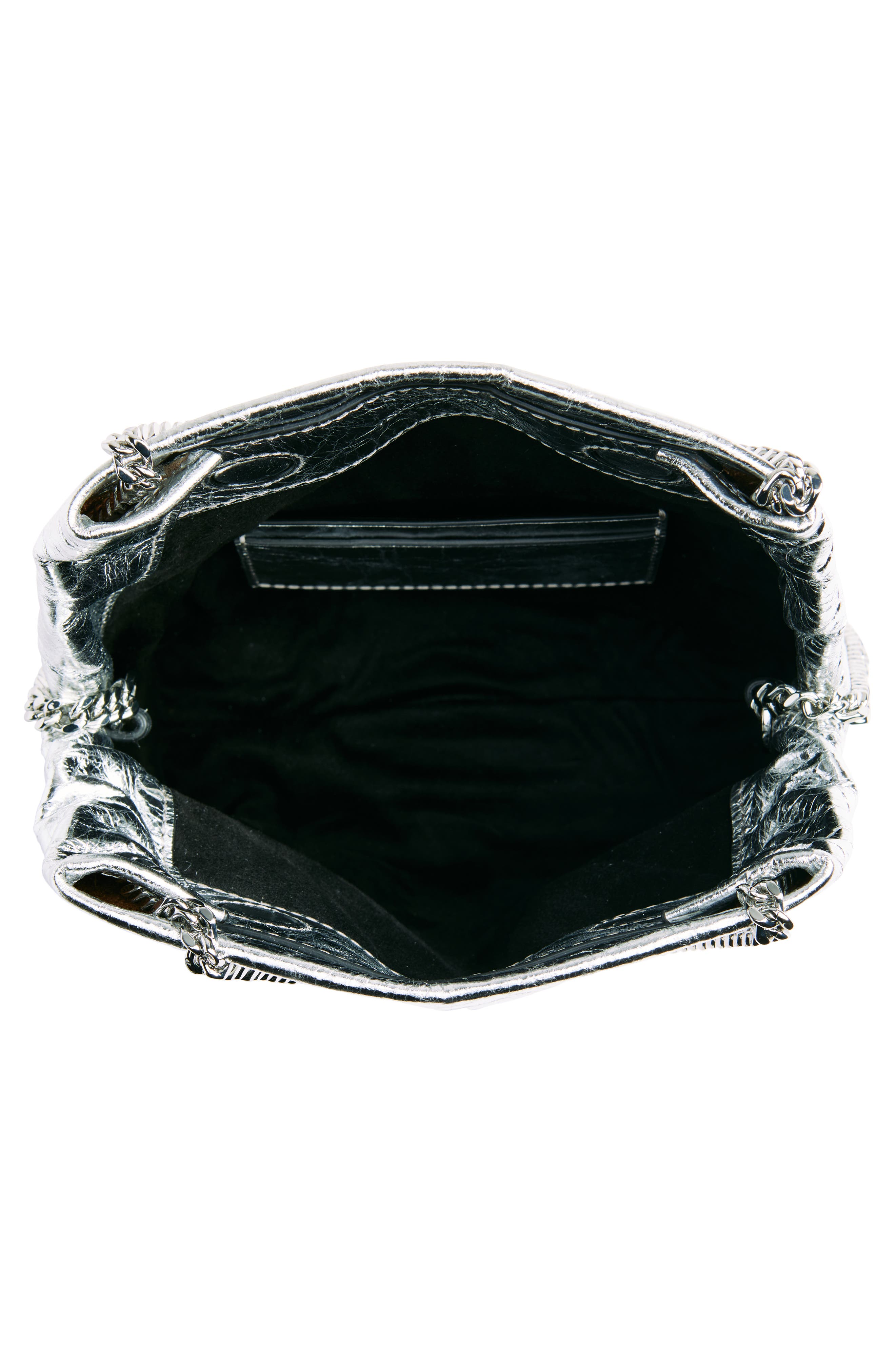 Small Slouch Metallic Convertible Leather Shoulder Bag, Alternate, color, SILVER