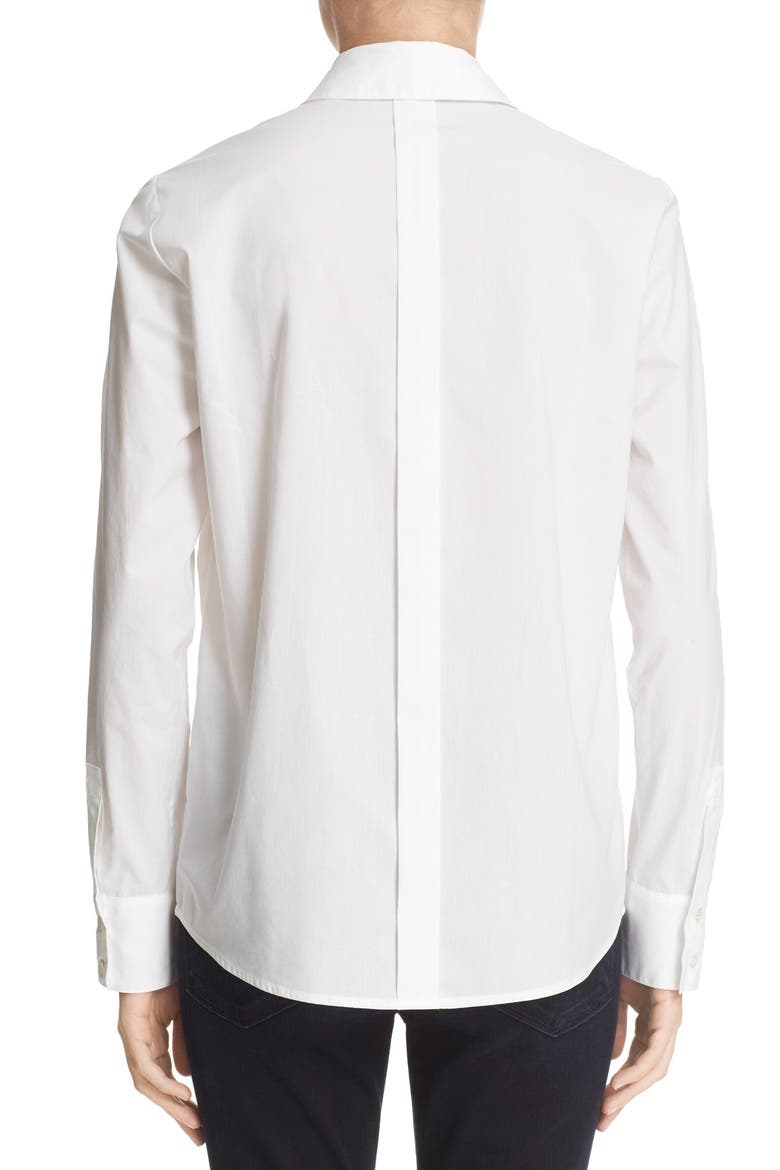 'Le Bowtie' Removable Tie Cotton Poplin Blouse, Alternate, color, BLANC
