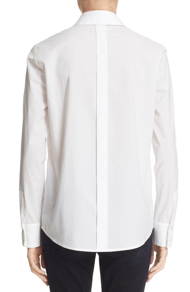 FRAME 'Le Bowtie' Removable Tie Cotton Poplin Blouse, Alternate, color, 