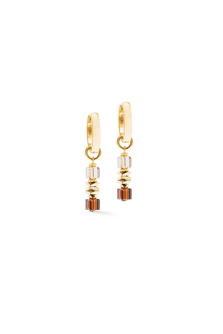 Wave Cube Flow Gold Hoop Earrings, Alternate, color, Brown