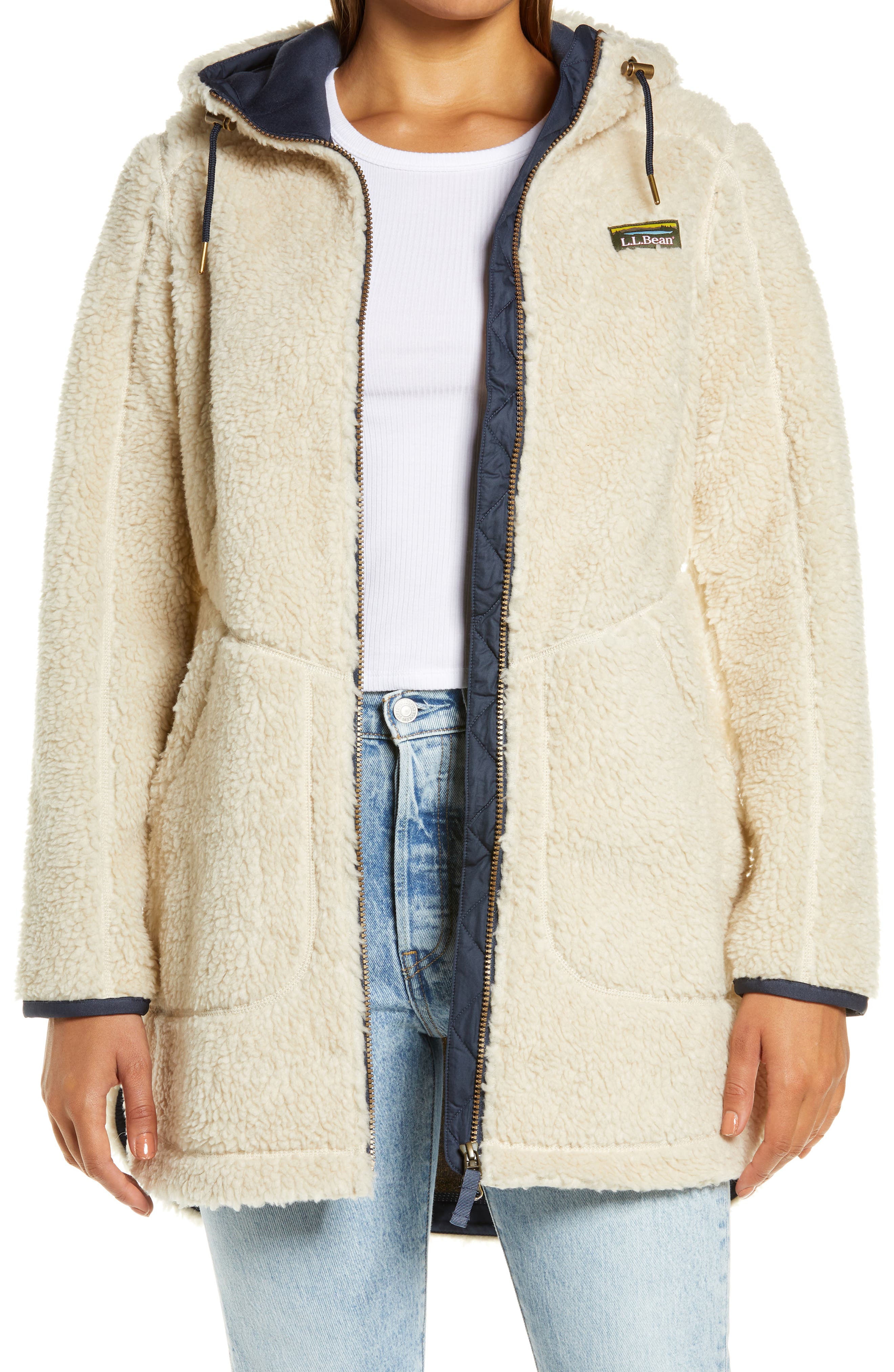 L.L.Bean Mountain Windproof High Pile Recycled Polyester Fleece Coat ...