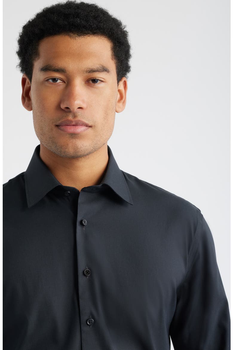 Trim Fit Solid Premium Performance Dress Shirt, Alternate, color, BLACK