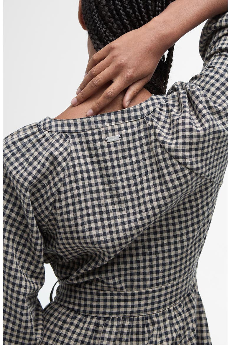 Suri Gingham Cotton & Linen Midi Dress, Alternate, color, DARK NAVY LIGHT SAND