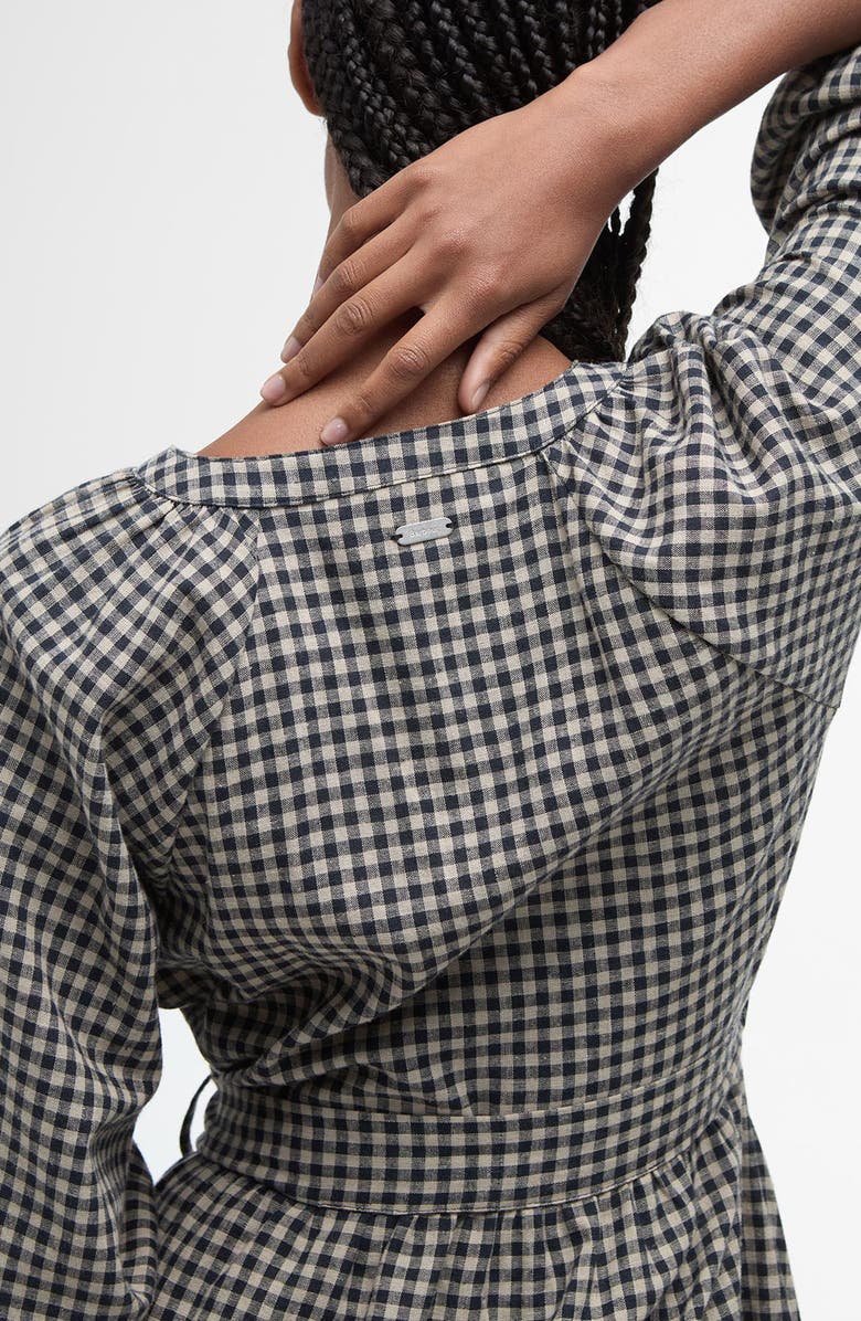 Barbour Suri Gingham Cotton & Linen Midi Dress, Alternate, color, Dark Navy Light Sand