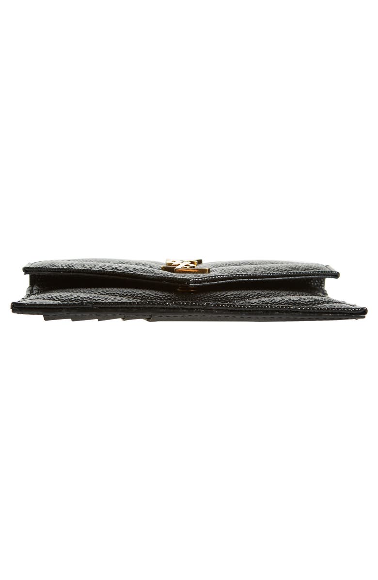 Saint Laurent Zip & Flap Matelassé Card Case, Alternate, color,