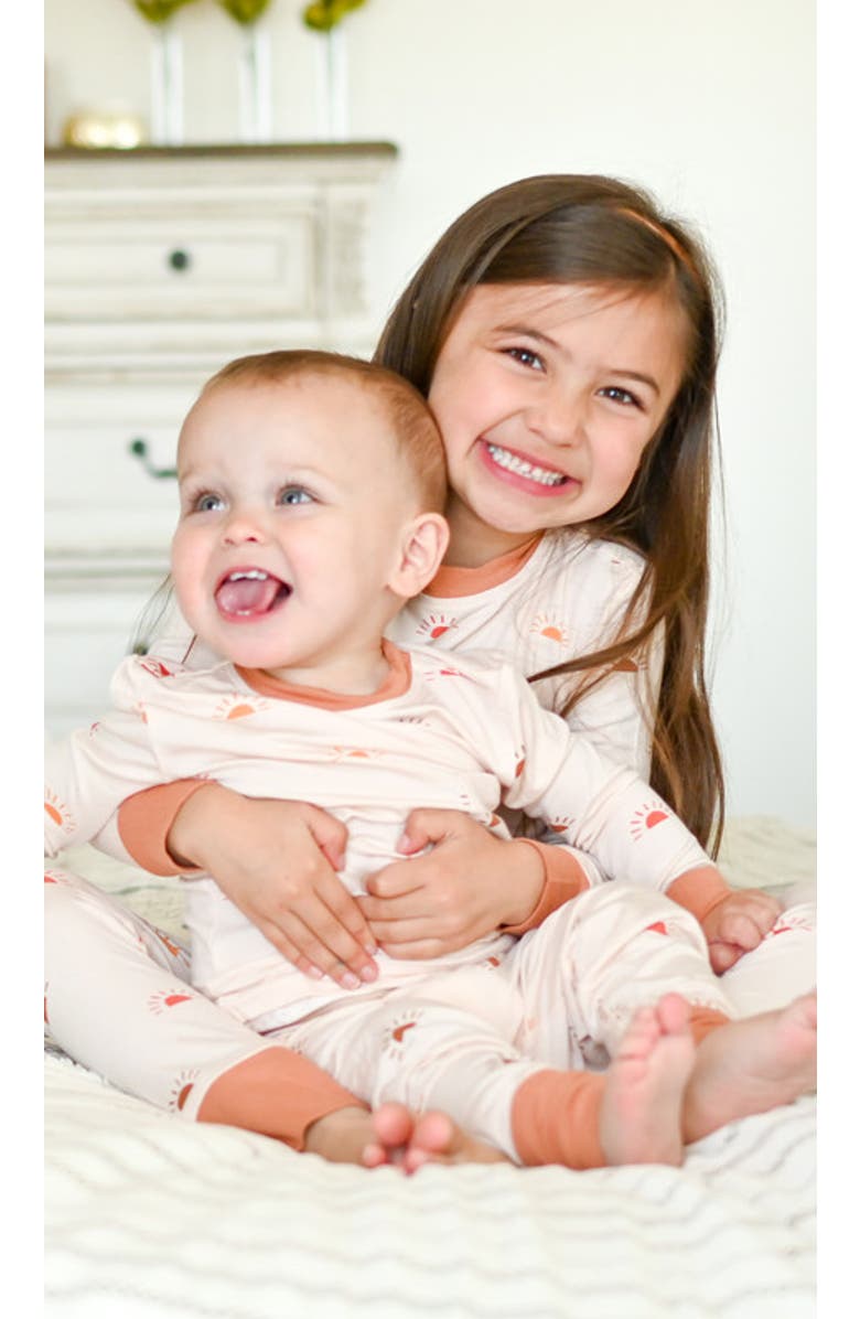 Everly Grey Emerson Fitted Long Sleeve 2-Piece Pajamas, Alternate, color, Mocha Stripe