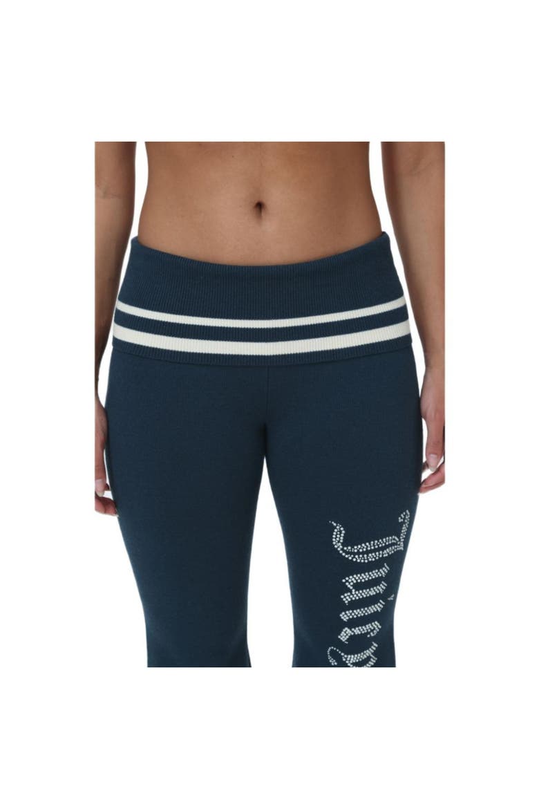 Foldover Flare Knit Pants, Alternate, color, REGAL BLUE