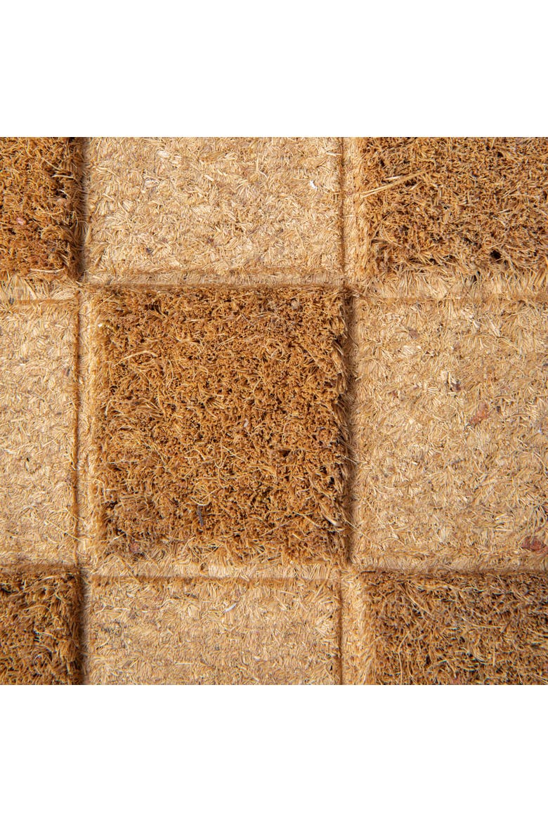 Engraved Coir Doormat with Checkerboard Print and PVC Back, Natural, Alternate, color, Natural