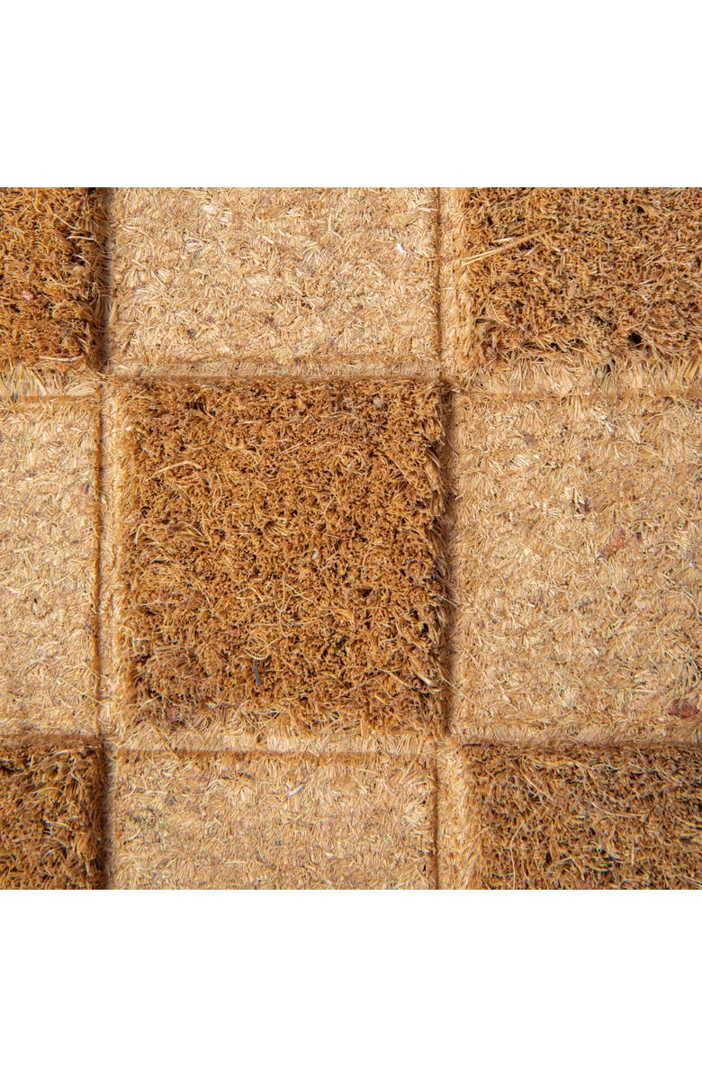 Storied Home Engraved Coir Doormat with Checkerboard Print and PVC Back, Natural, Alternate, color, Natural