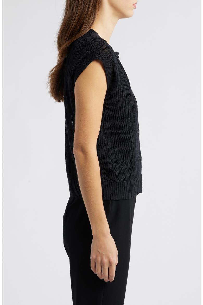 Organic Linen & Organic Cotton Sweater Vest, Alternate, color, BLACK