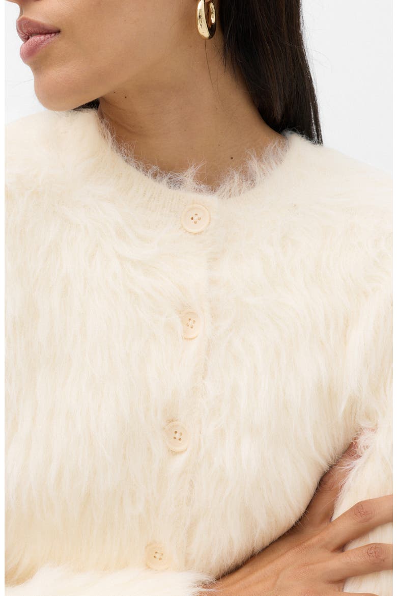 Hairy Faux Fur Cardigan, Alternate, color, LIGHT BEIGE