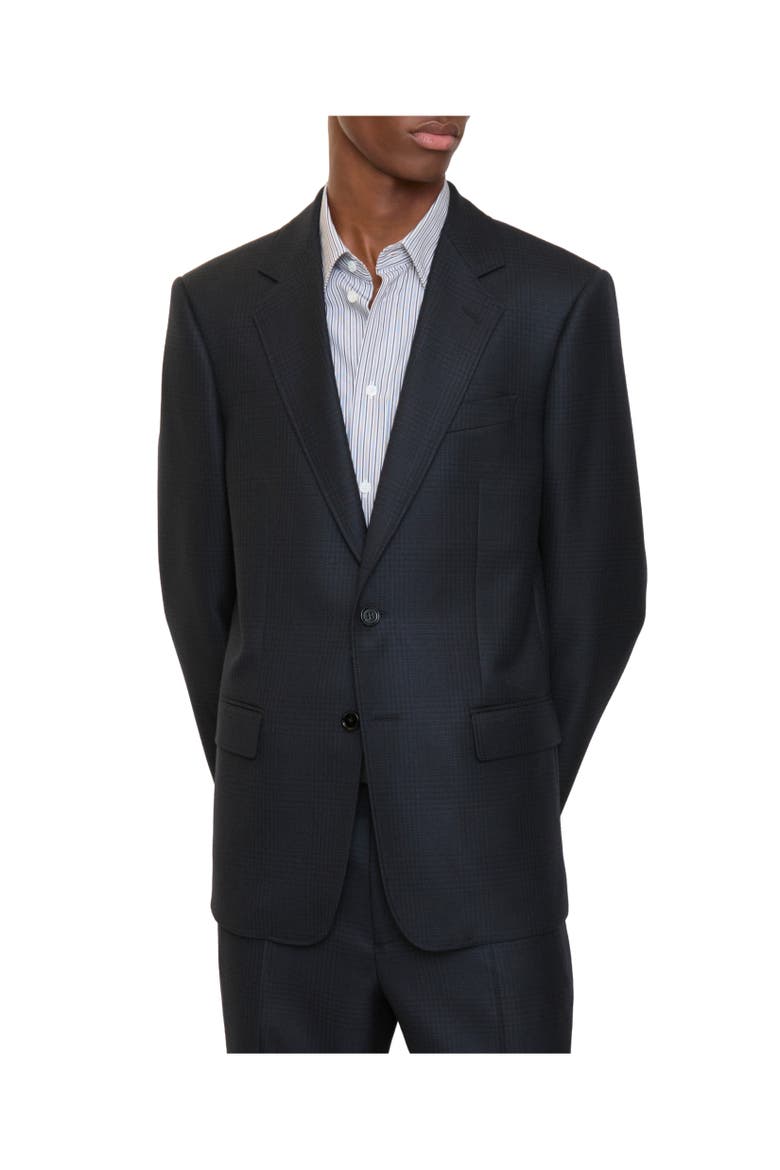 Check Wool Tailored Jacket, Alternate, color, Tarmac grey/dark pewter grey
