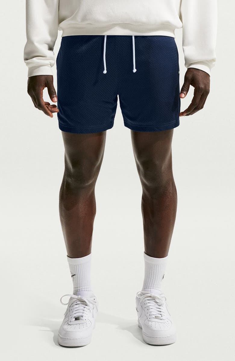 Nike Standard Issue 5-Inch Practice Mesh Basketball Shorts, Main, color, Midnight Navy/ Pale Ivory