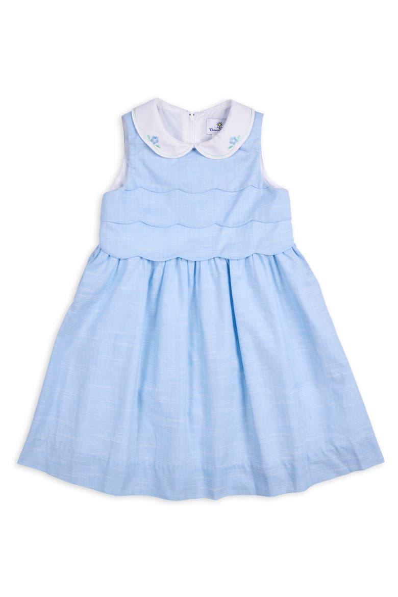 Linen Look Dress With Embroidered Collar, Main, color, Light Blue