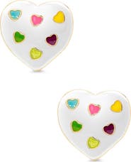 Lily Nily Kids' Puff Heart Enamel Stud Earrings