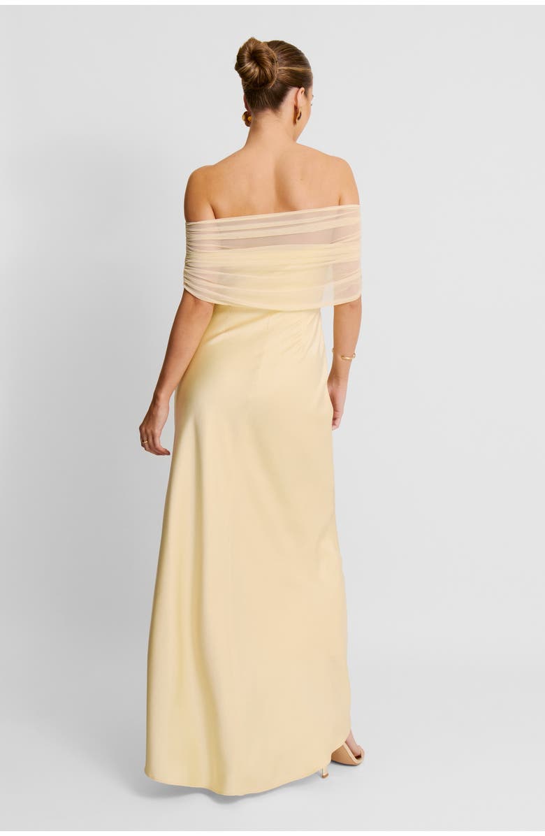 Six Stories Bardot Satin Maxi Dress, Alternate, color, Pale Lemon