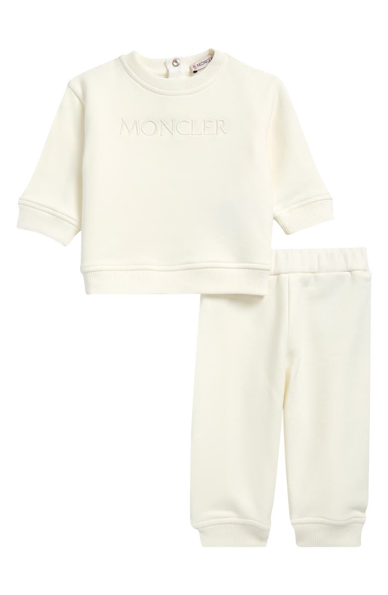 Moncler Embroidered Graphic Sweatshirt & Sweatpants Set, Main, color, White