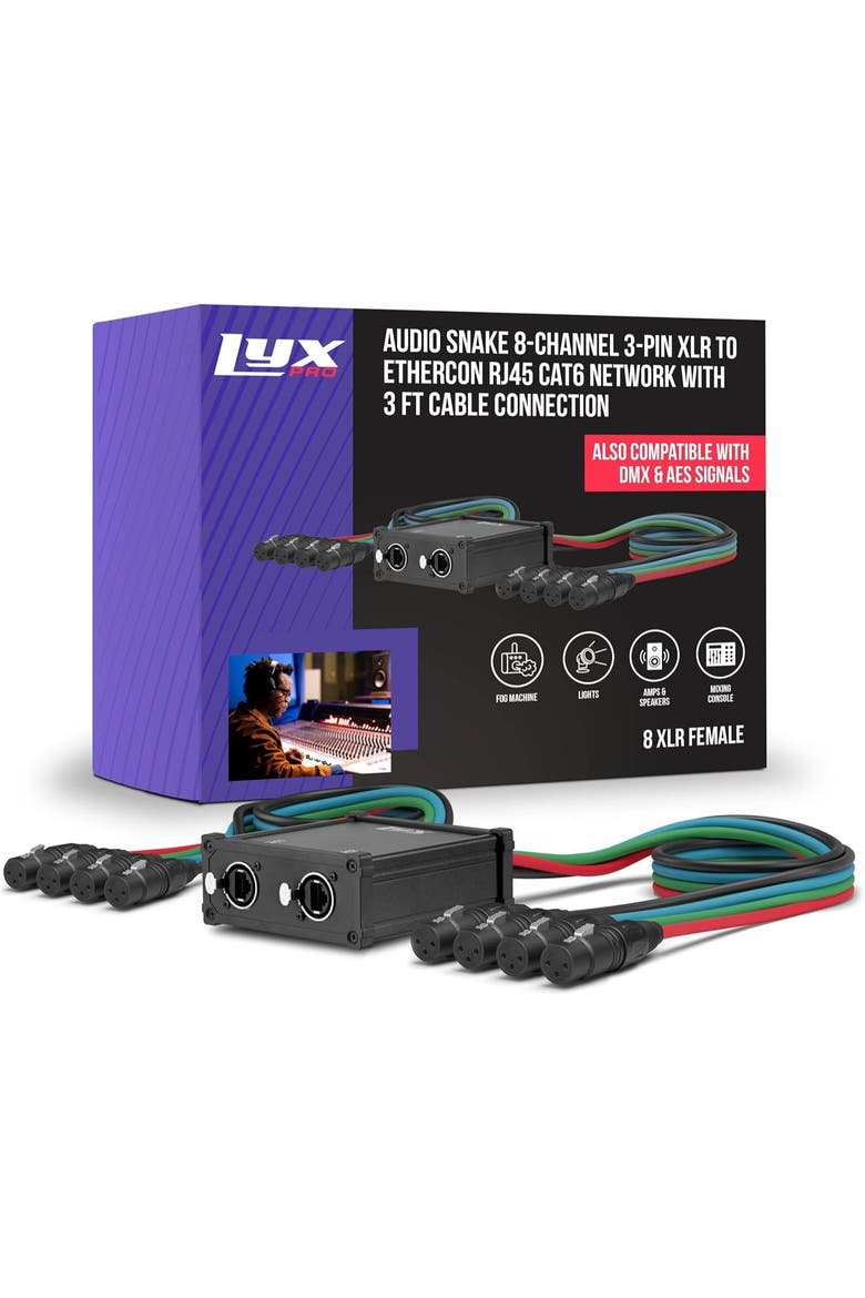 8-Channel Female XLR Audio Snake Cable, Main, color, Black