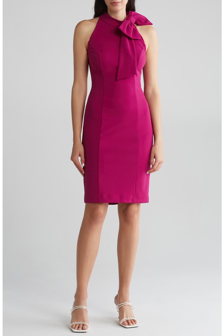 Neck Tie Sleeveless Dress, Main, color, BERRY