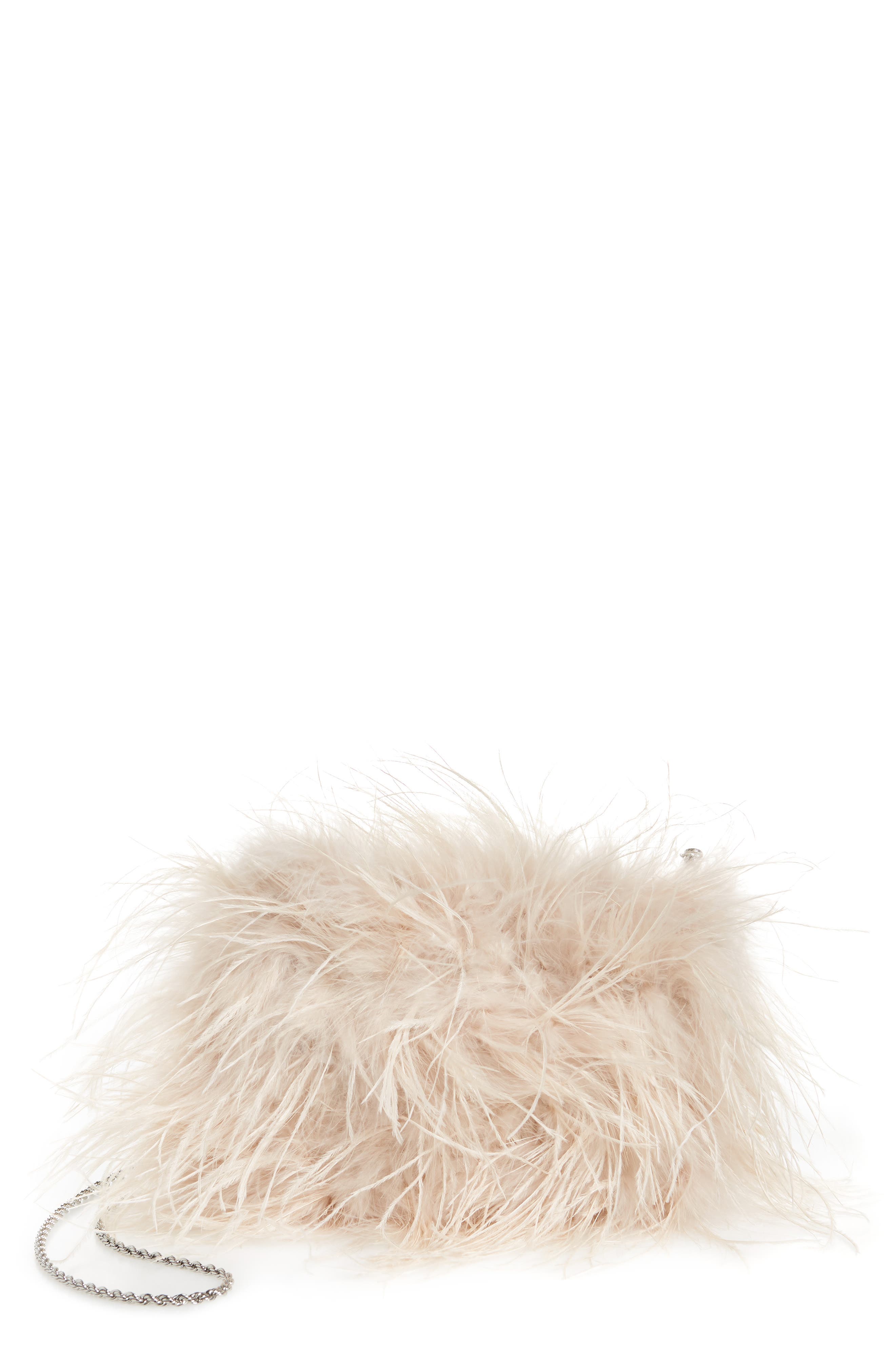 Zahara Feather Pouch, Main, color, OYSTER