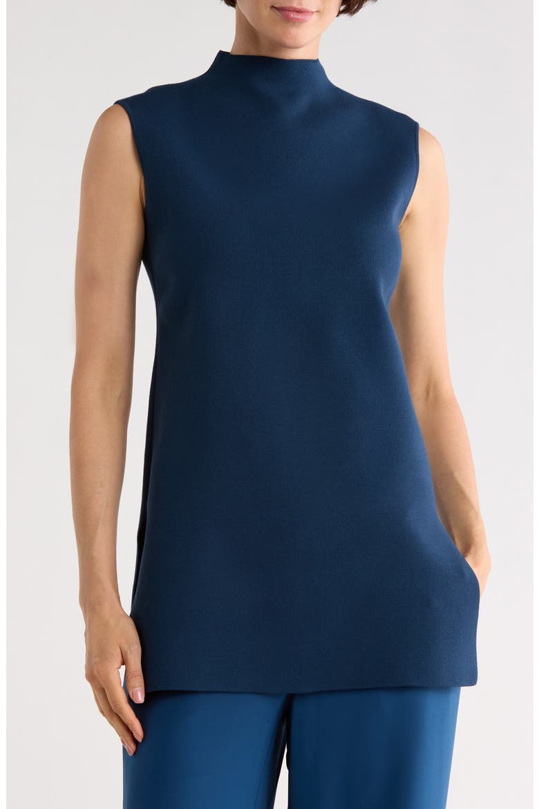 Matte Crepe Sleeveless Top, Main, color, LIDO BLUE