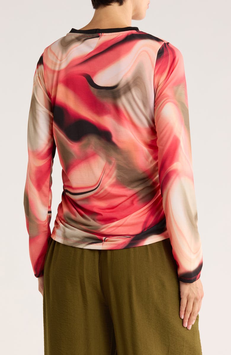 DKNY Print Side Ruched Top, Alternate, color, Brushed Marble
