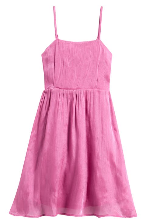 Kids' Shimmer Crinkle Babydoll Party Dress (Big Kid)