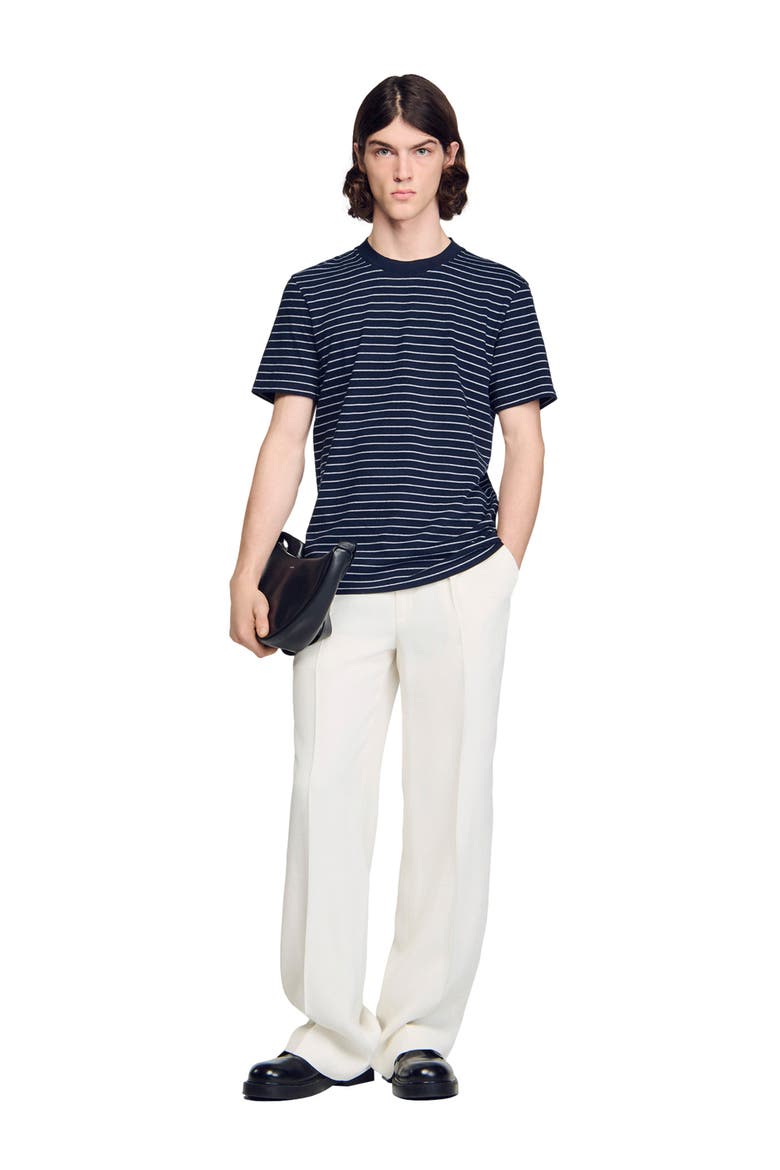 Striped T-shirt, Alternate, color, Marine / blanc