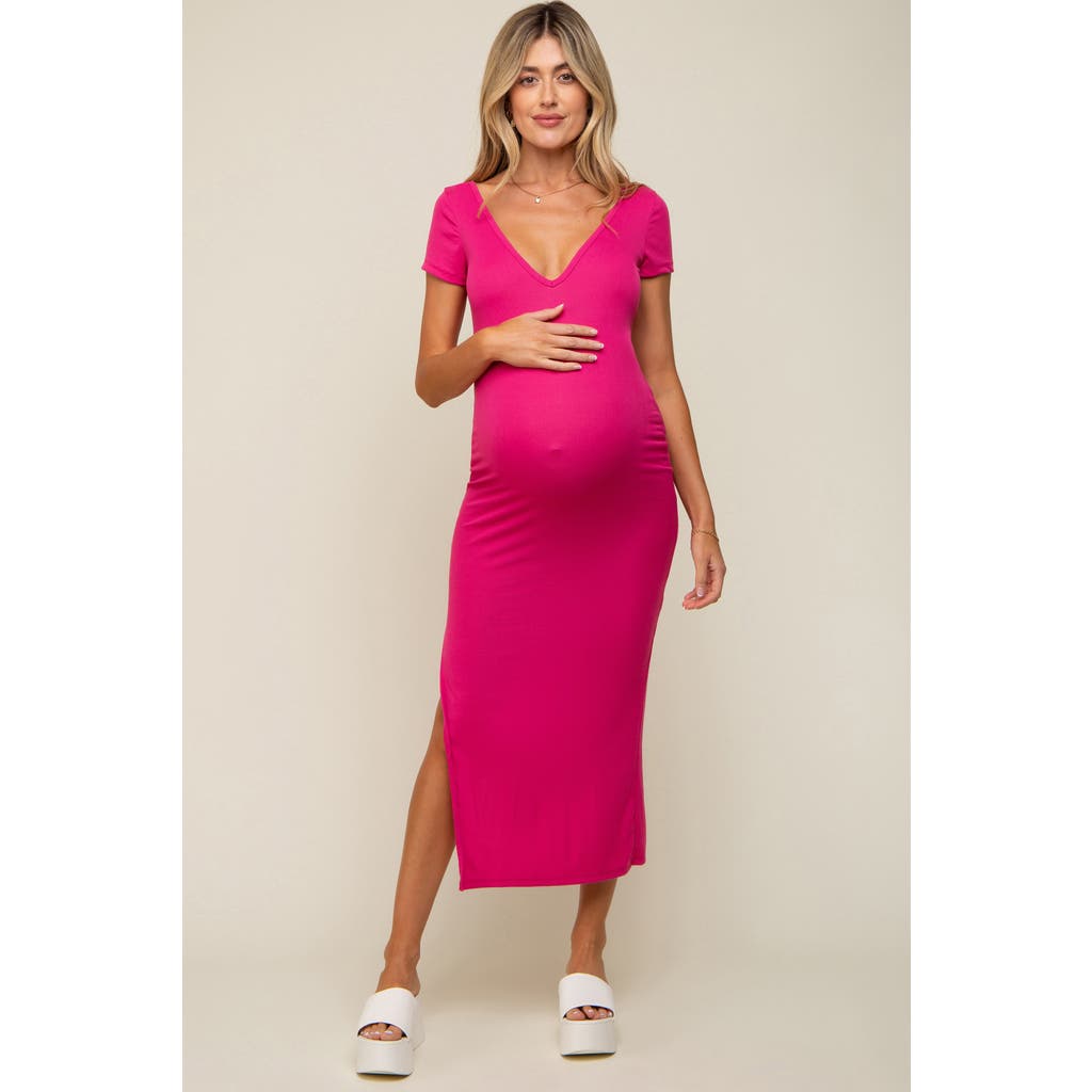 Pinkblush Basic Ribbed Side Slit Midi Dress