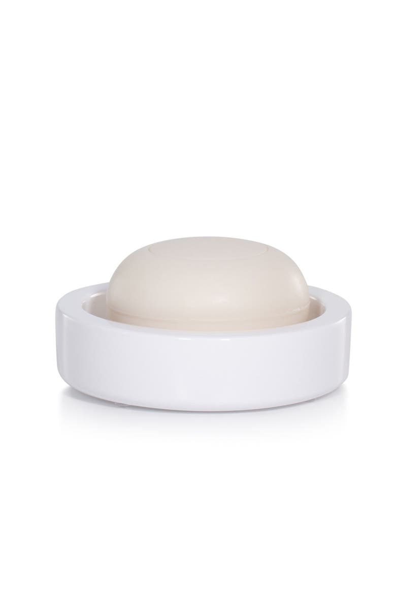 Domus White Gloss Soap Dish, Main, color, WHITE