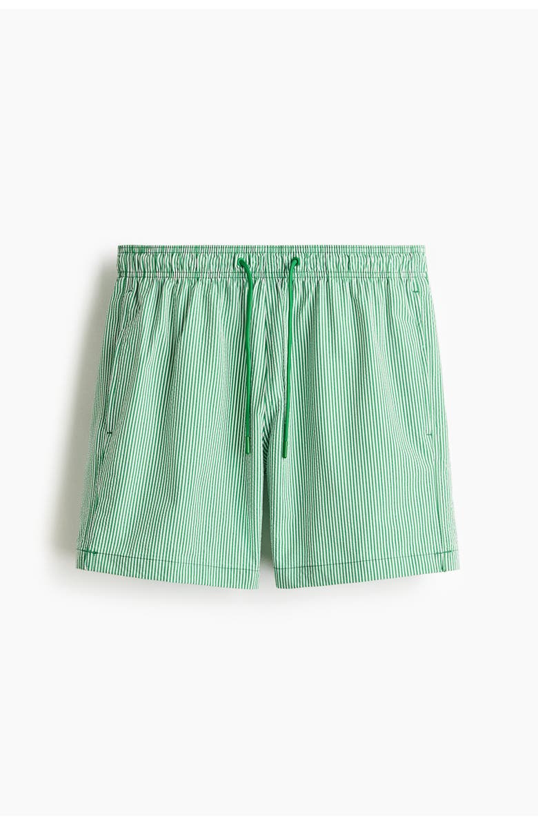 H&M Seersucker swim shorts, Alternate, color, Green/Striped