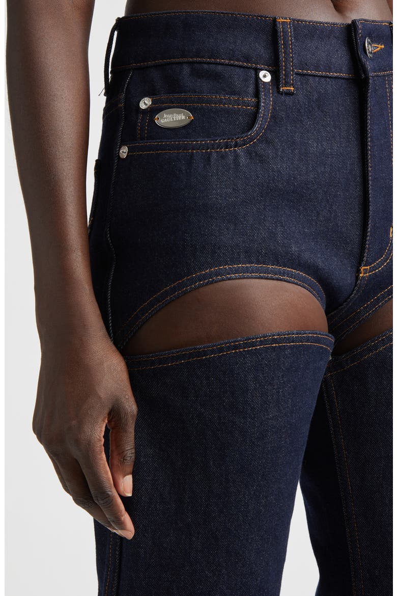 Cutout Cuffed Jeans, Alternate, color, INDIGO