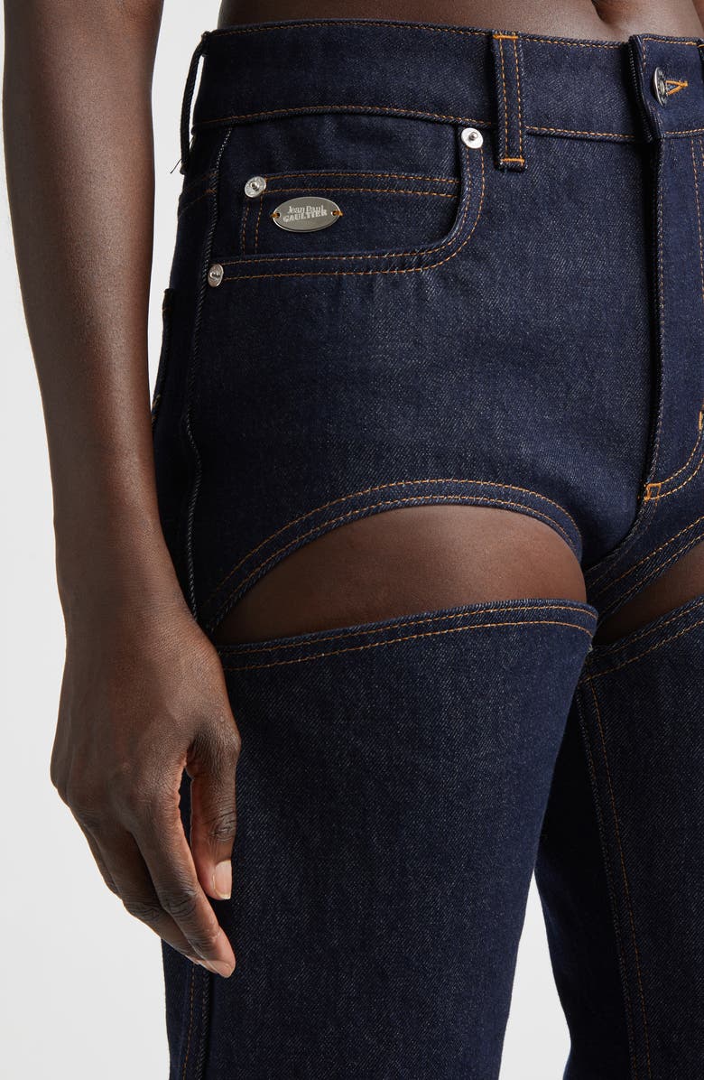 Jean Paul Gaultier Cutout Cuffed Jeans, Alternate, color, Indigo