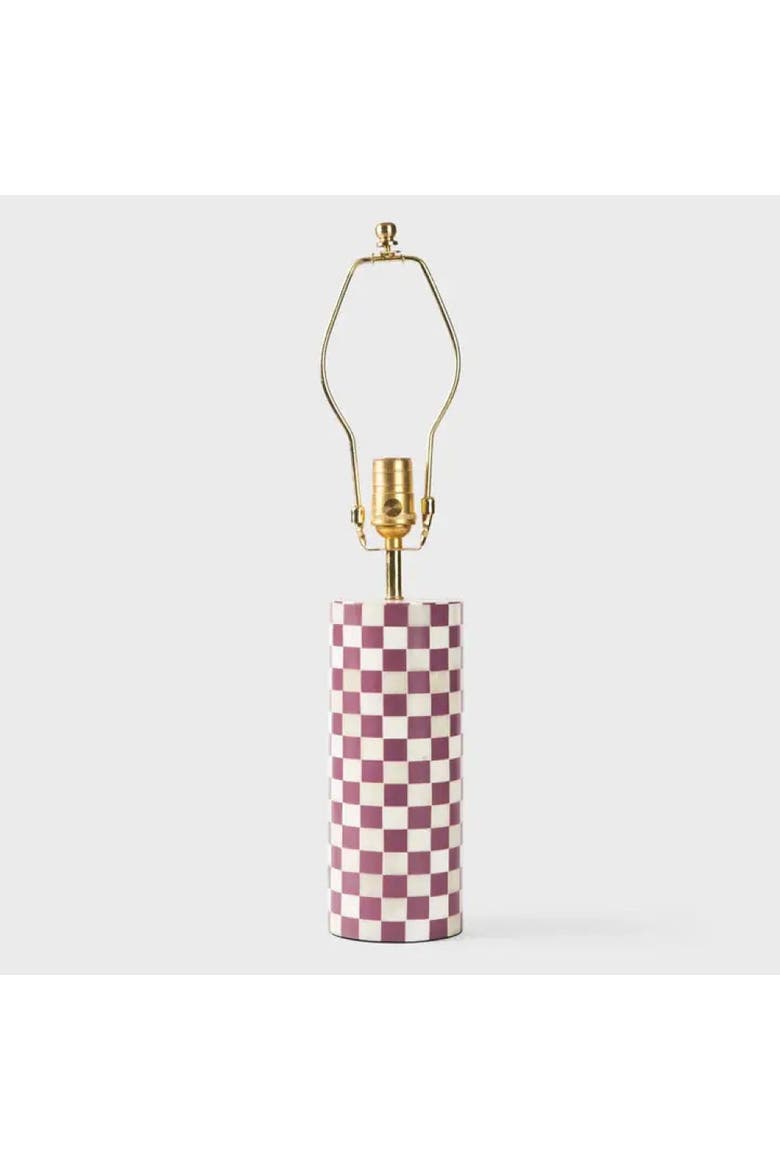 Checkered Bone Inlay Table Lamp Base, Main, color, Lavender