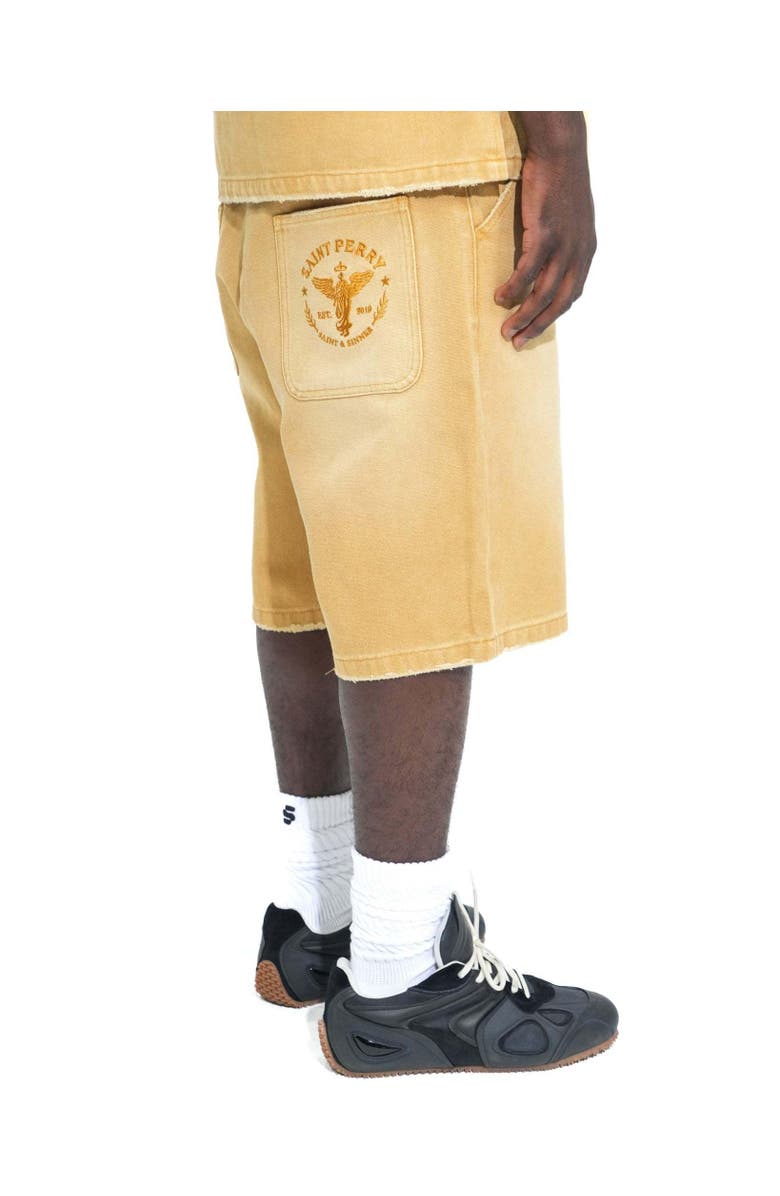 SAINT PERRY Worn Bull Denim Short, Alternate, color, Coffee