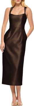 Alfred Sung Jordyn Satin Twill Midi Dress