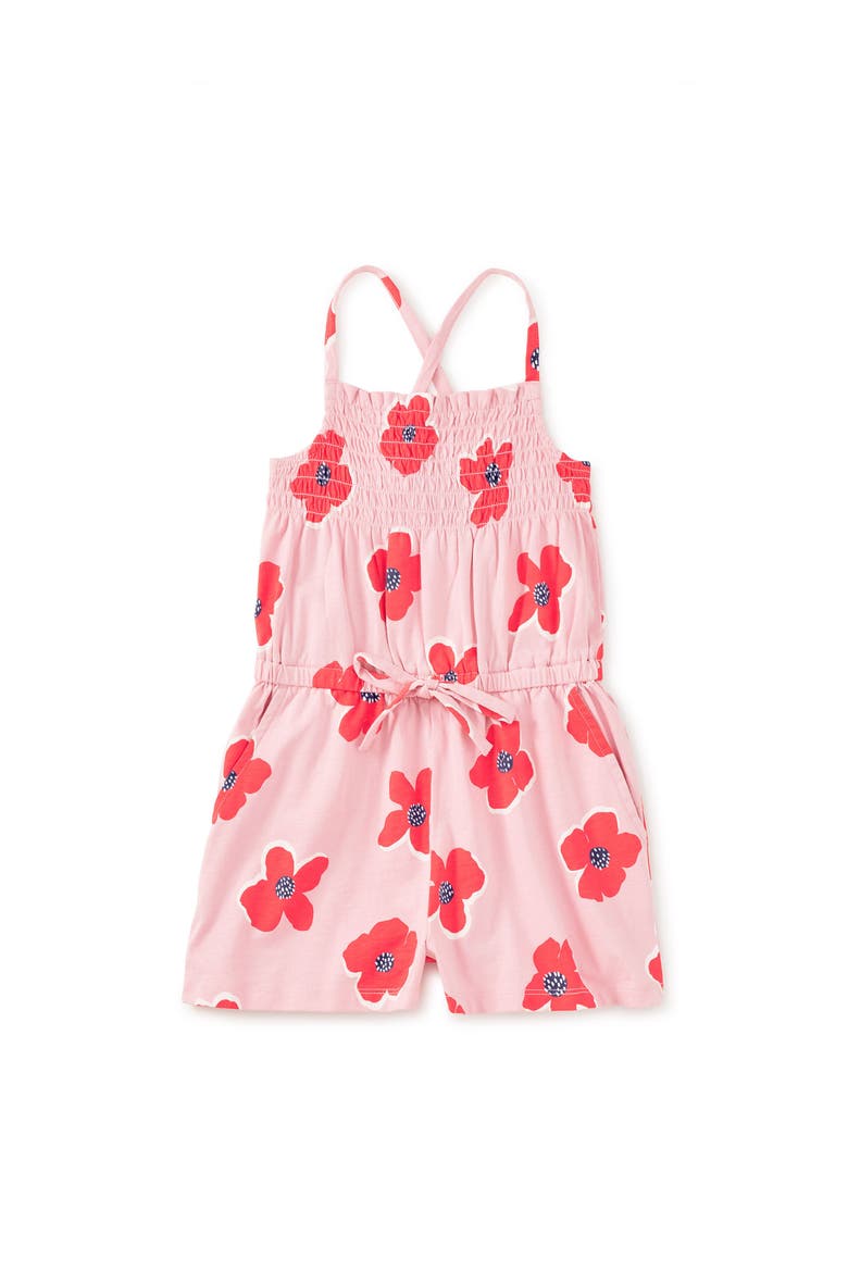 Smocked Strappy Romper, Main, color, Rock Floral