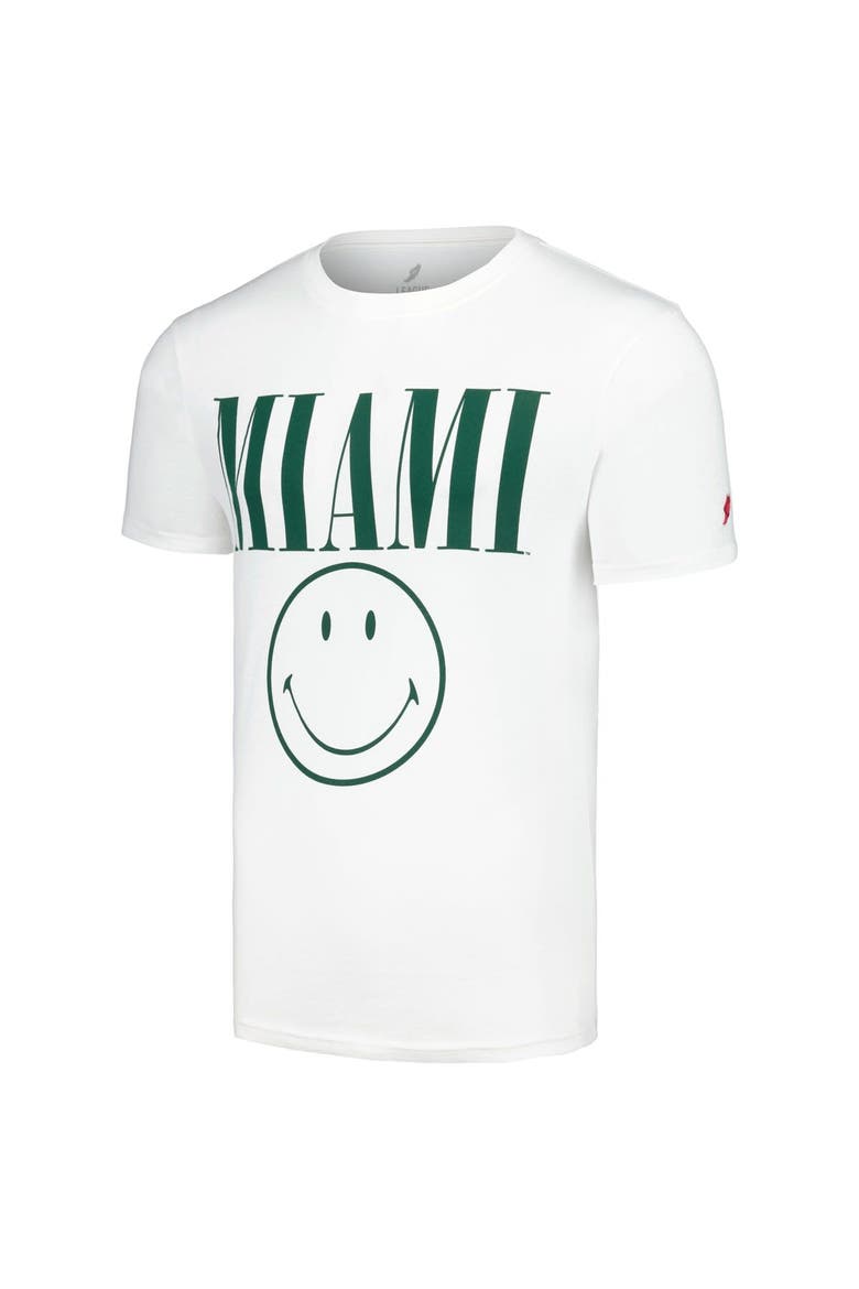 Men's League Collegiate Wear White Miami Hurricanes Smiley All American T-Shirt, Alternate, color, White