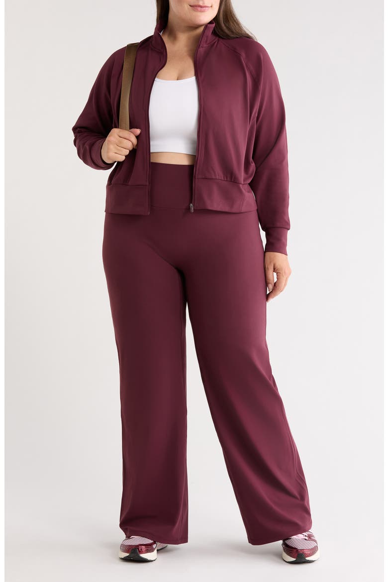 Zen High Waist Wide Leg Pants, Alternate, color, BURGUNDY STEM