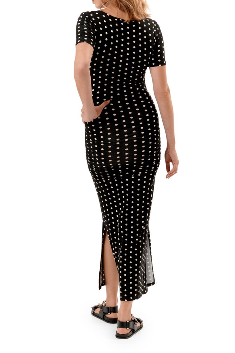 Hugo Maternity Maxi Dress, Alternate, color, POLKA DOT BLACK