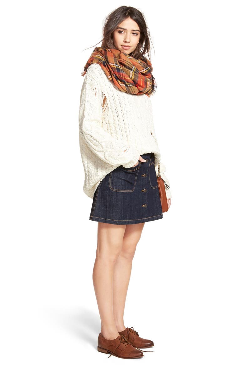 Destroyed Cable Knit Pullover, Alternate, color, IVORY