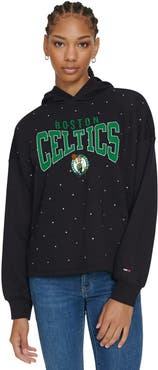 TOMMY JEANS Women's Tommy Jeans Black Boston Celtics Stella Cropped Pullover Hoodie
