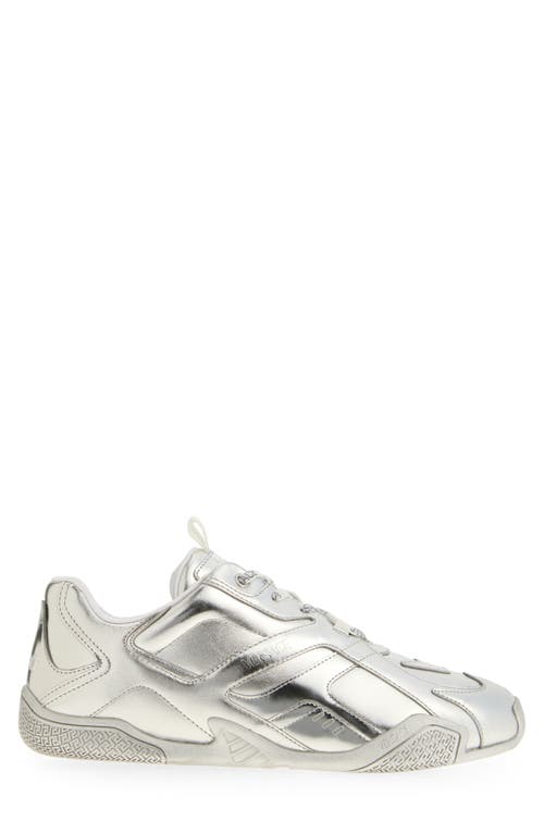 Versace Galaxia Metallic Leather Sneaker In Silver