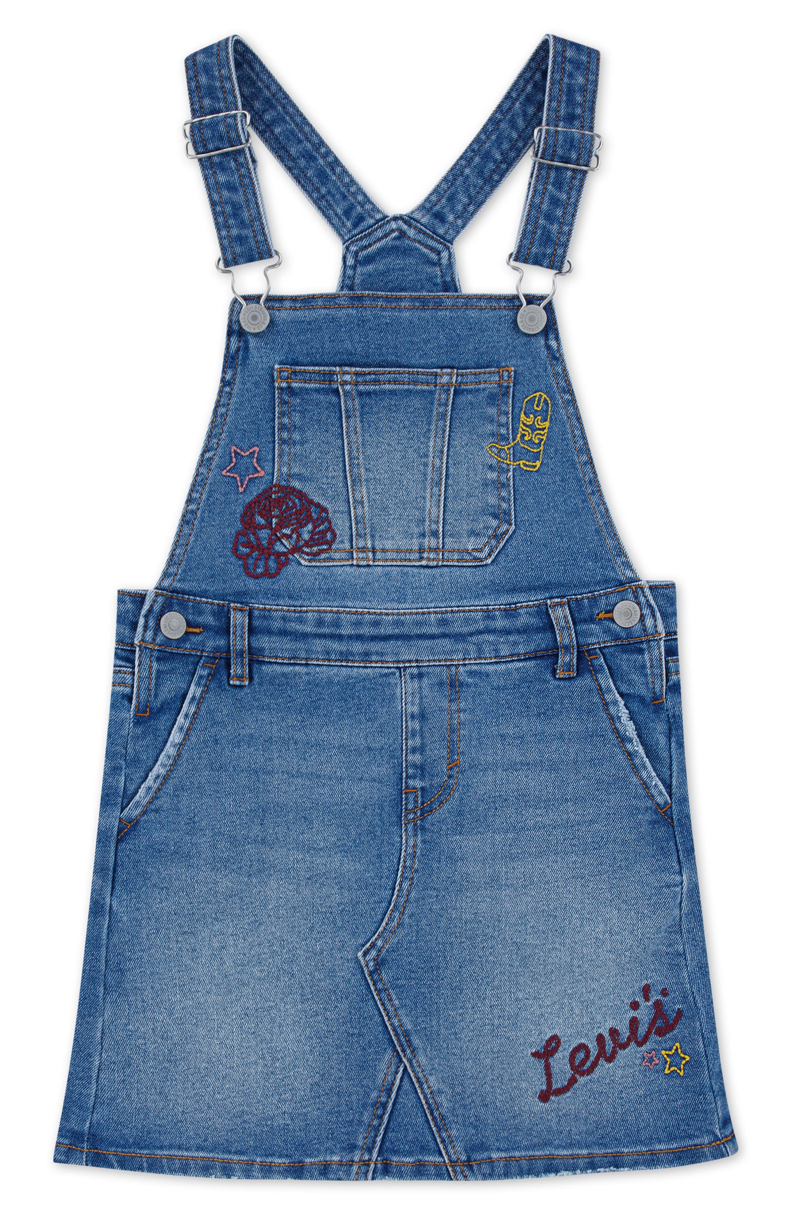 Levi's Kids' Embroidered Denim Overall Dress