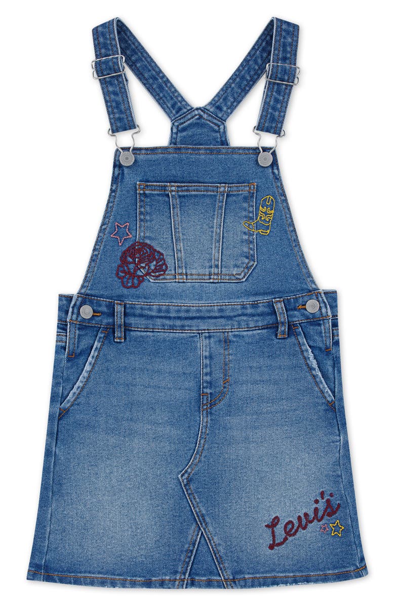 Levi's Kids' Embroidered Denim Overall Dress, Main, color, Dance Around